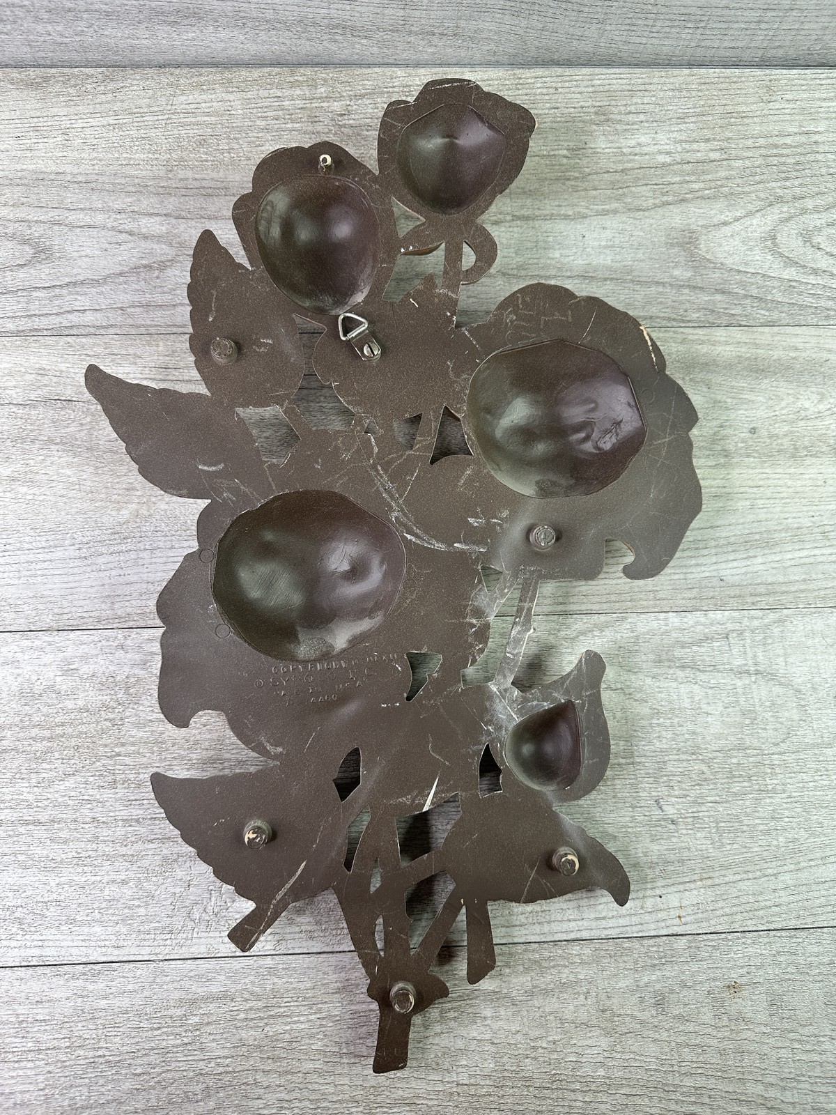 Vintage Syroco Inc. 1962 Off-White & Brown Rose Floral Wall Art Sculpture Decor