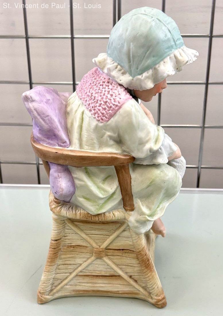 Antique Gebruder Heubach Porcelain Bisque Piano Baby Highchair Figurine RARE