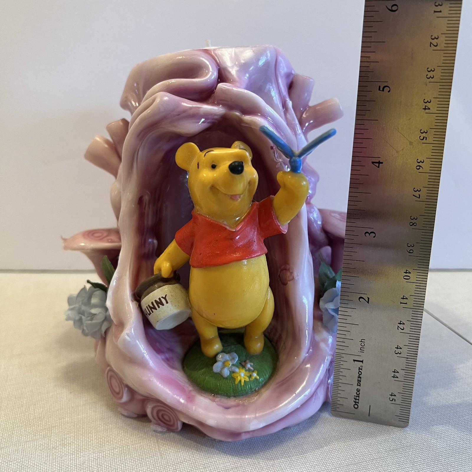 Winnie the Pooh Hand-Carved Candle Vtg Hundred Acre Wood 5.5″ Tall Retro 80s New