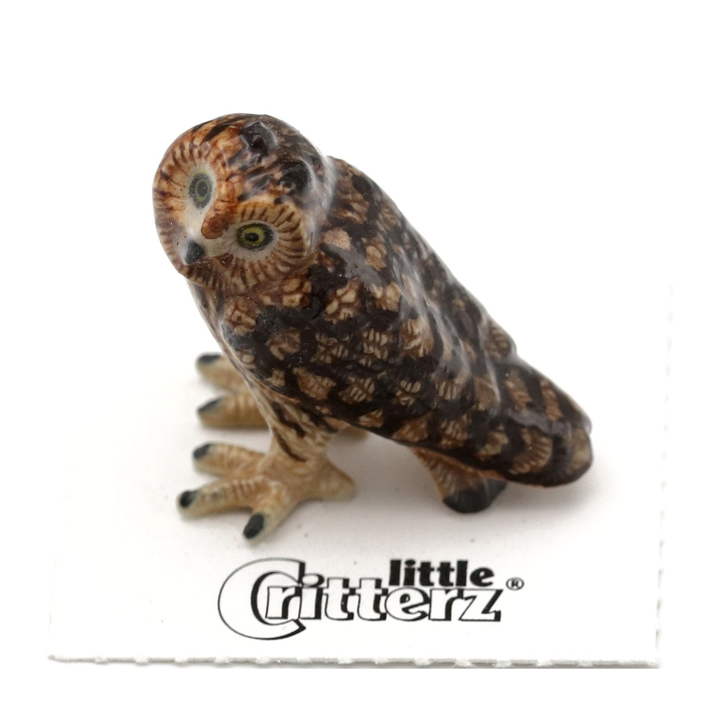 Little Critterz Owl Short – Eared Owl “Evening” – Miniature Porcelain Figurine