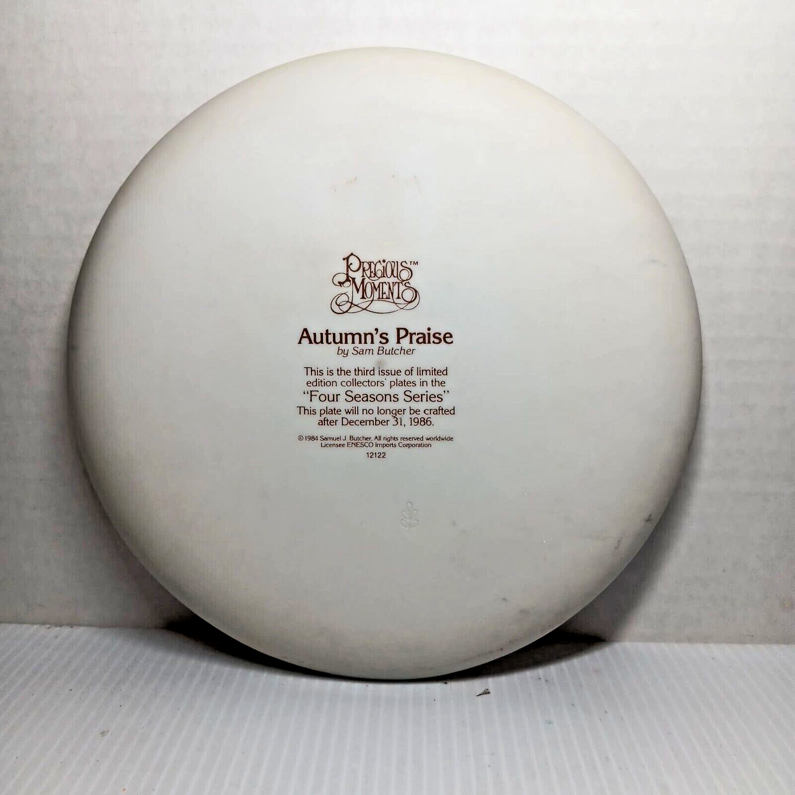 1984 Precious Moments Four Seasons Series Autumn’s Praise Collector’s Plate Rare