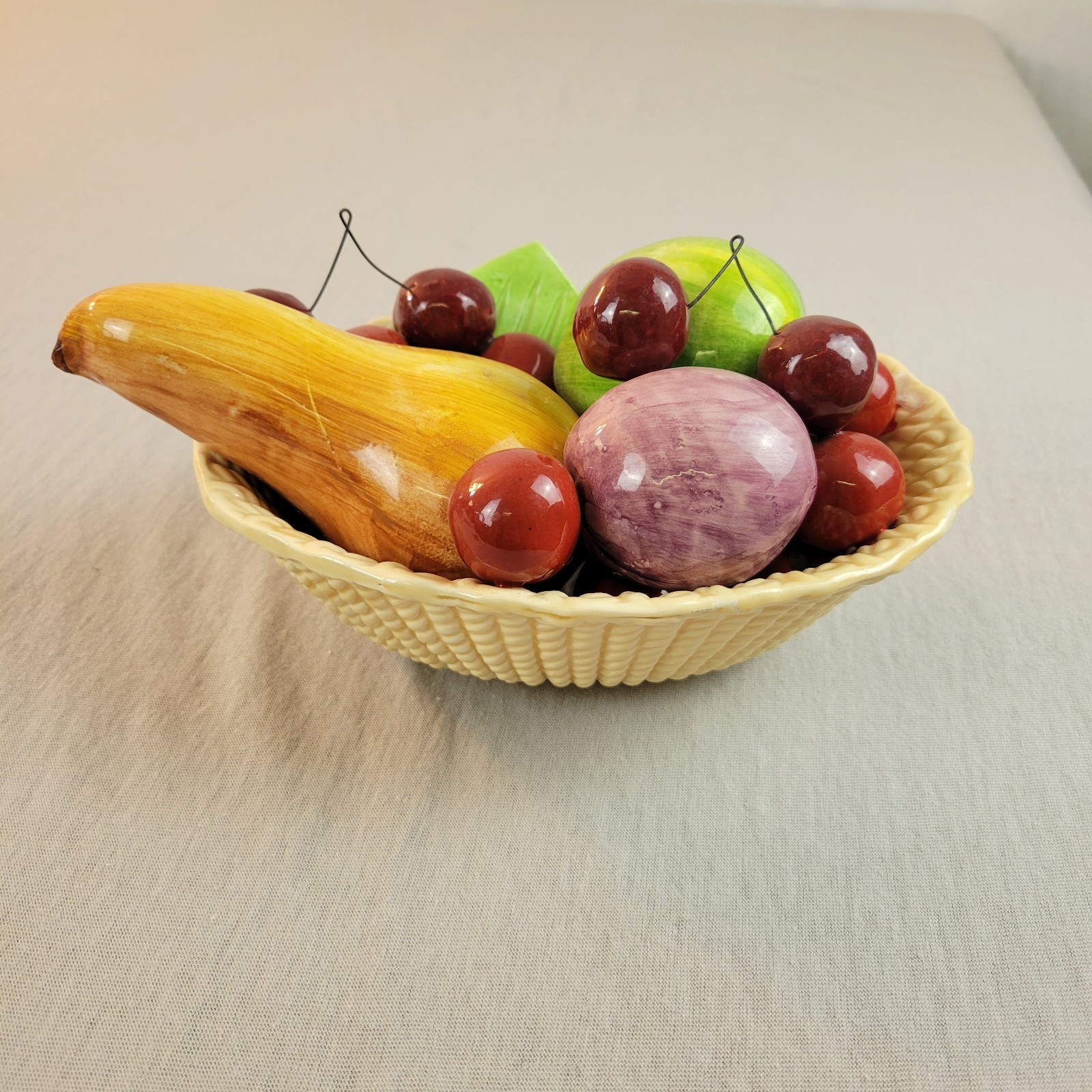 Ceramic Fruit Bowl Basket Made In Italy Vintage Medium