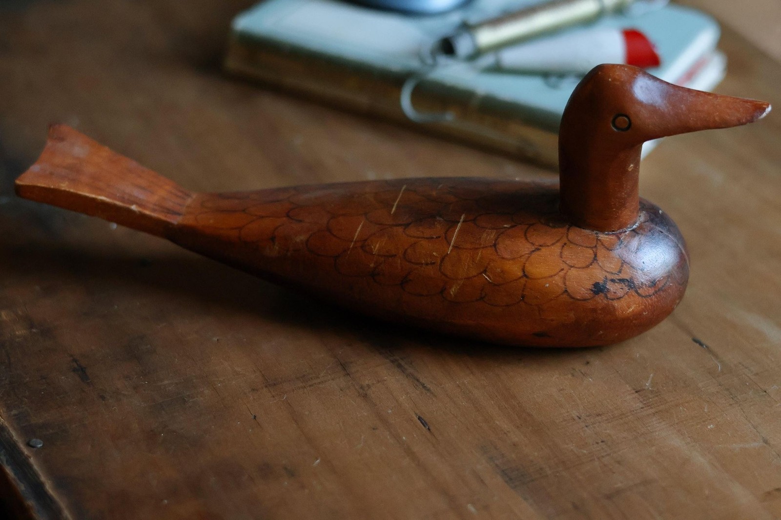 Vintage Hand Carved North American Waterfowl Duck Figurine Decoy Cabin Mantel De