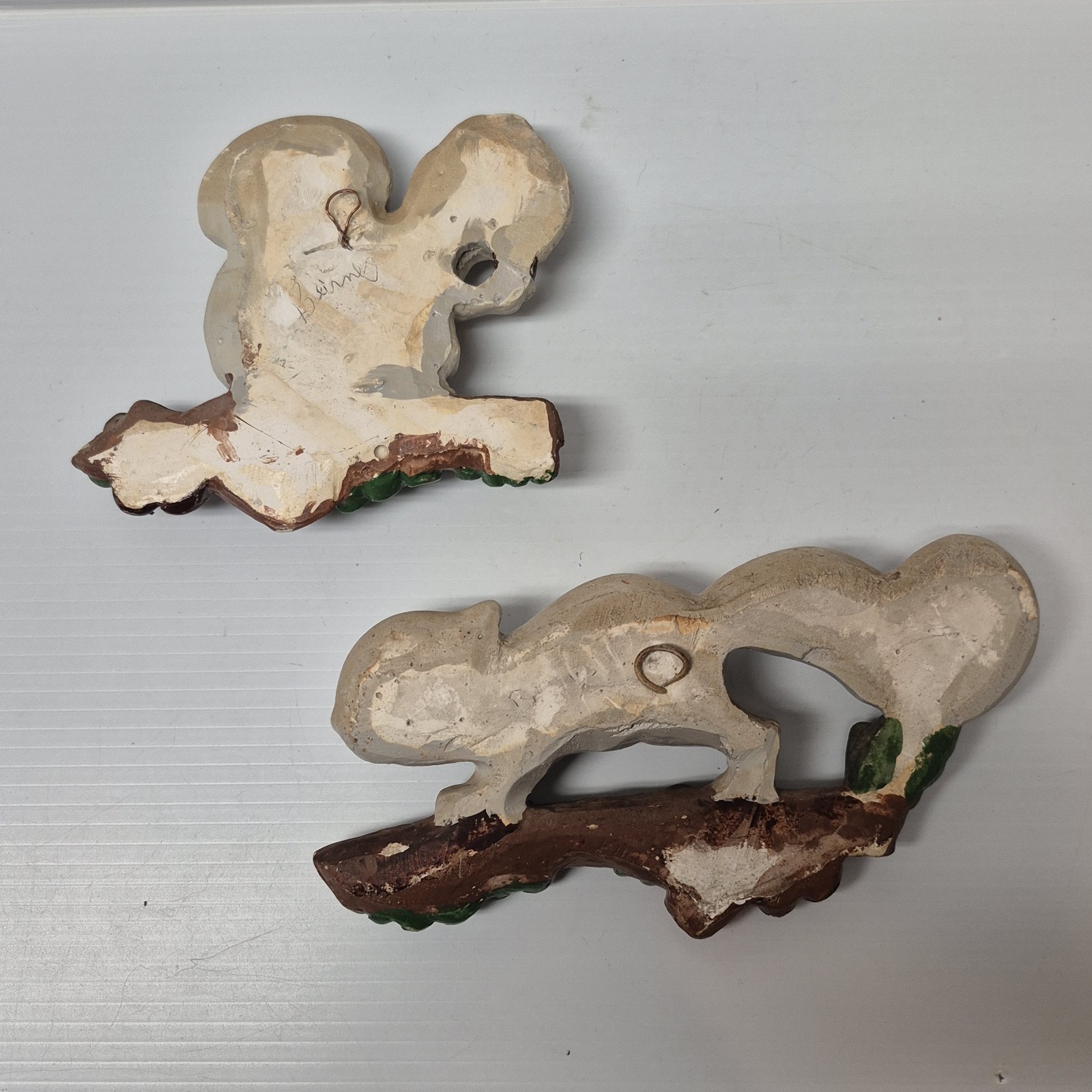 PAIR Vintage Kitschy Chipmunk Squirrel Figurines Set Woodland Chalkware Plaster