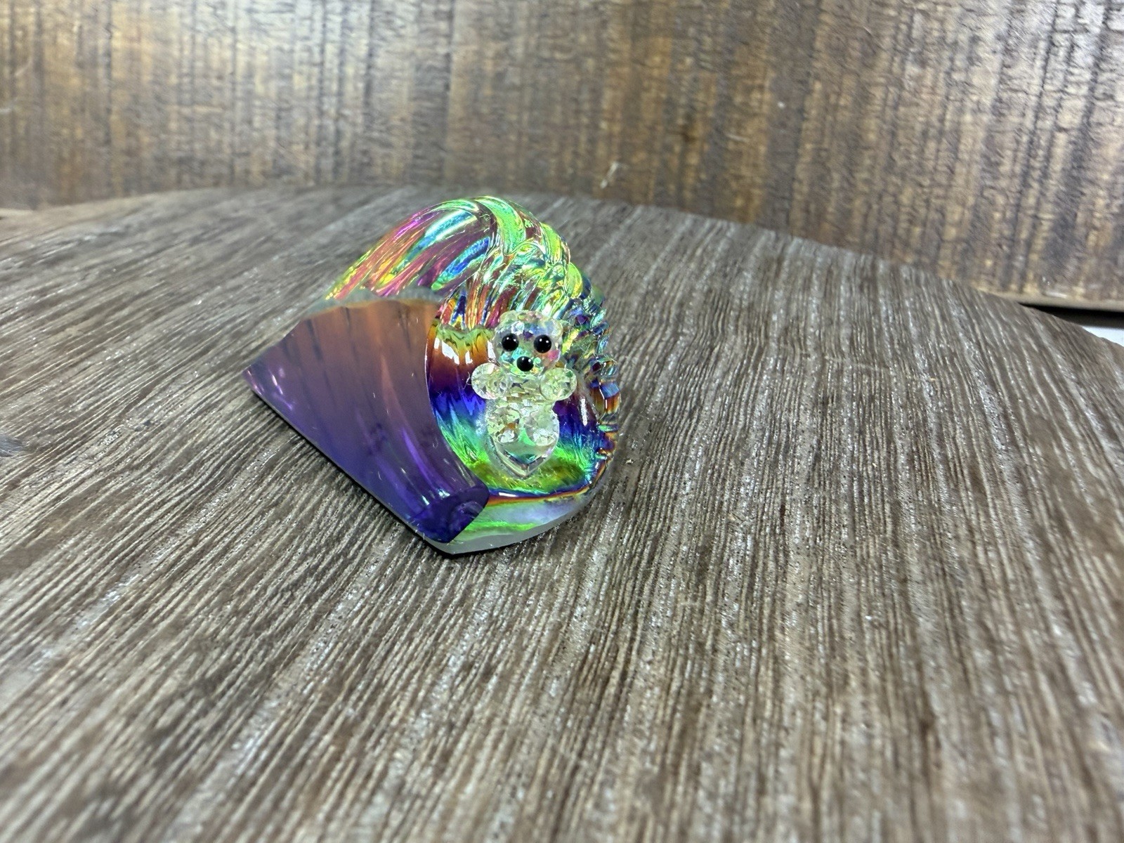 Crystal World Teddyland Crystal Figurine Surfing Teddy Bear Riding Wave