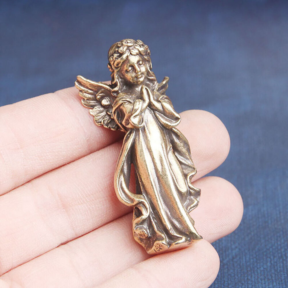 Solid Brass Angel Figurine Mini Angel Statue House Decoration Figurines Gift USA