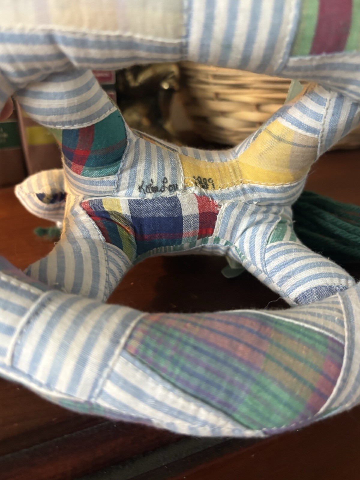 handmade patchwork quilt decorative rocking horse. Nursery decor. Ralph Lauren