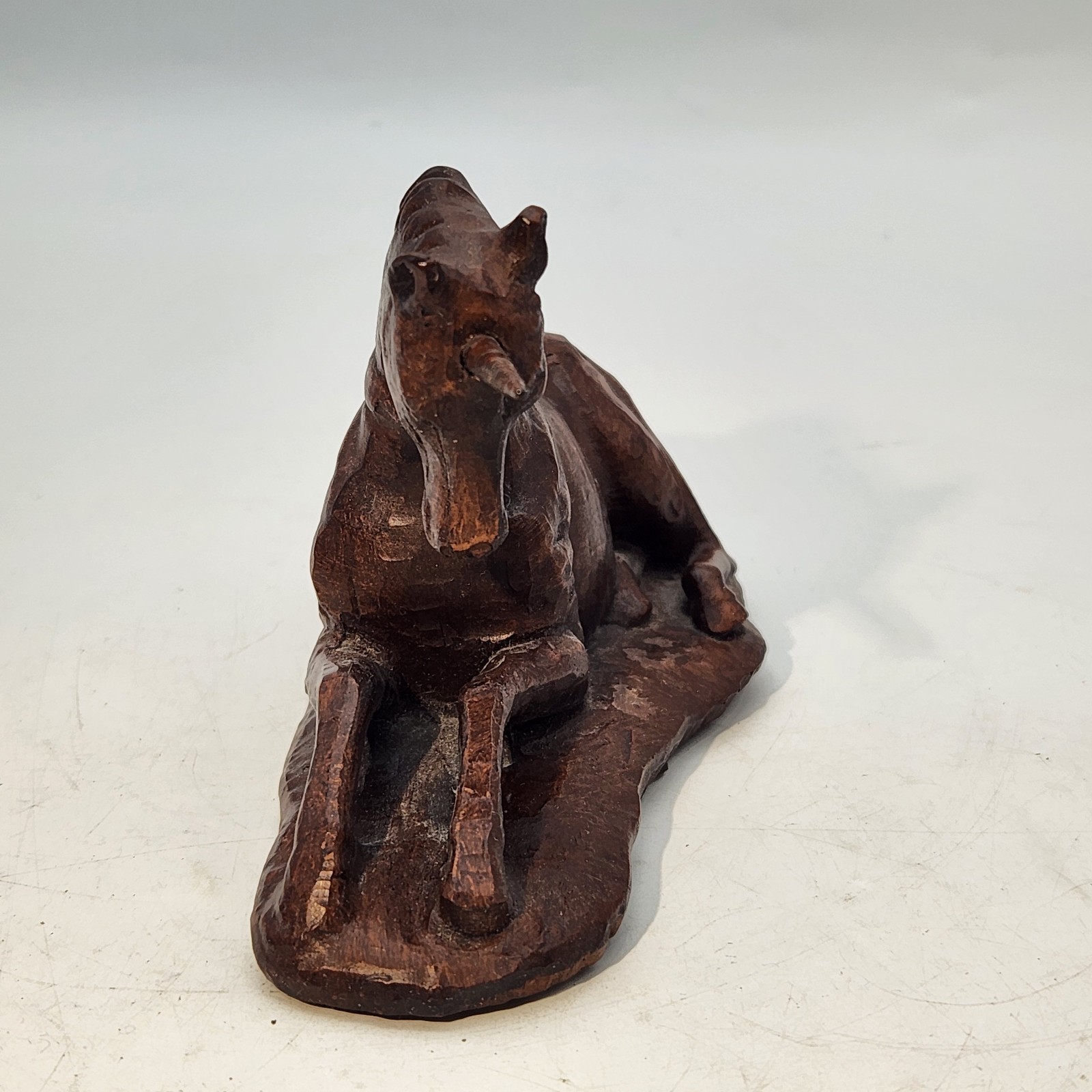 Vintage Handcrafted Unicorn Pecan Shell Figurine 6″ By Red Mill MFG USA Made