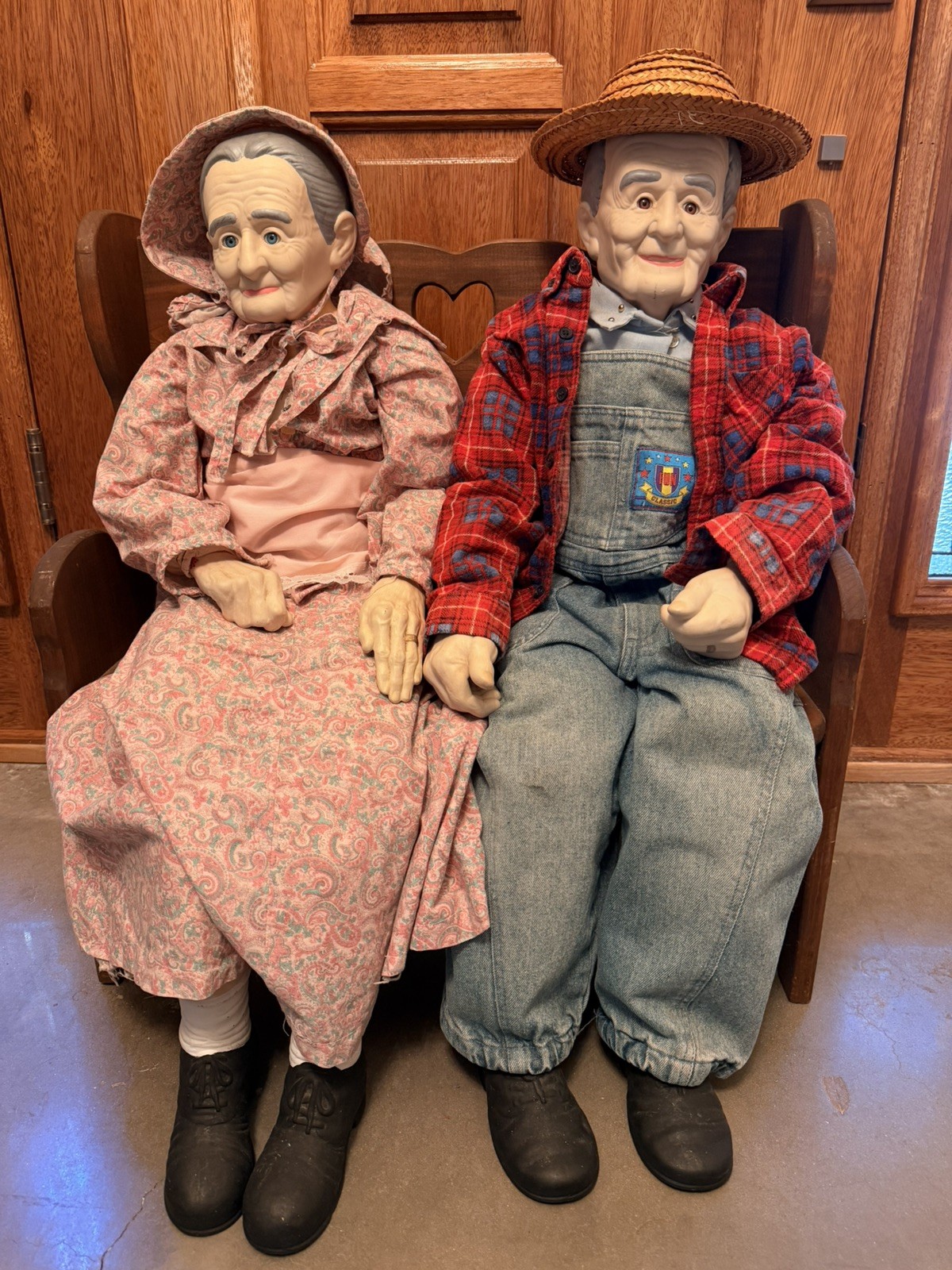 Vintage Grandma & Grandpa Porcelain Porch Sitters Wallace Style Pair Adorable!