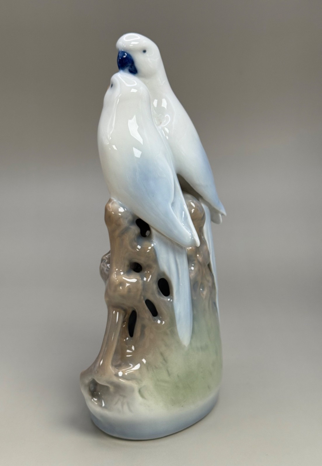 Vintage Royal Copenhagen Love Birds Soft Blue’s and Greens 7 1/2 ” Beautiful