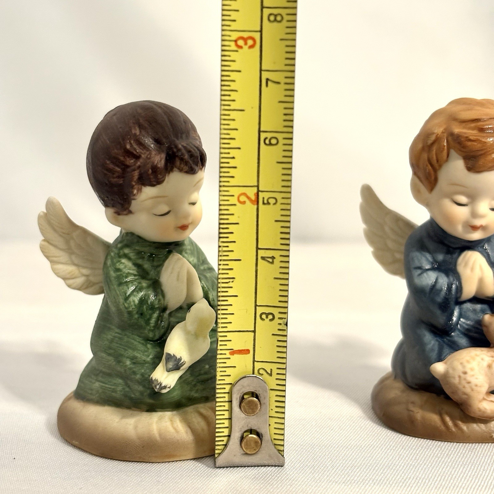 Vintage Creative Art Flowers 1977 Praying Angels Bird Lamb 2.5” Angel Kneeling