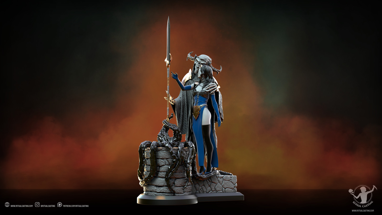 Arlok And Cerys Ritual Casting Diorama 3D Print Unpainted Unassembled