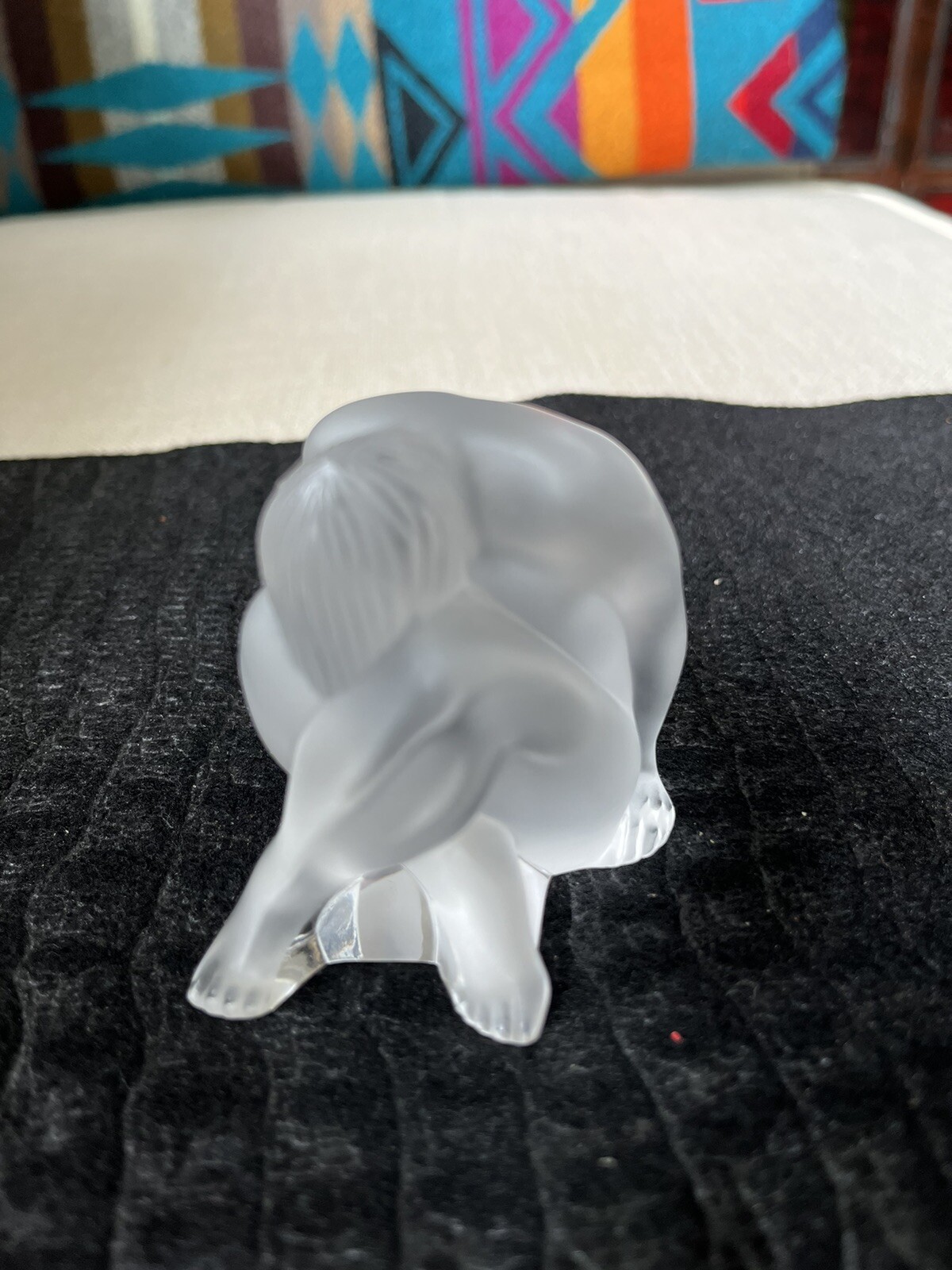 Lalique Crystal French Frosted Nu Assis Nude Sitting Figurine Sculpture 2.25” T