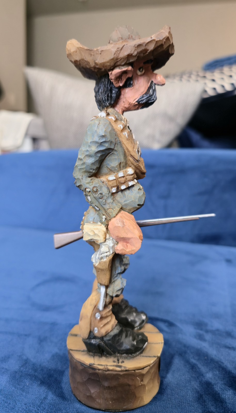 Vintage Polly Kennedy Wood Carving Cowboy Hand-carved Western Art American West