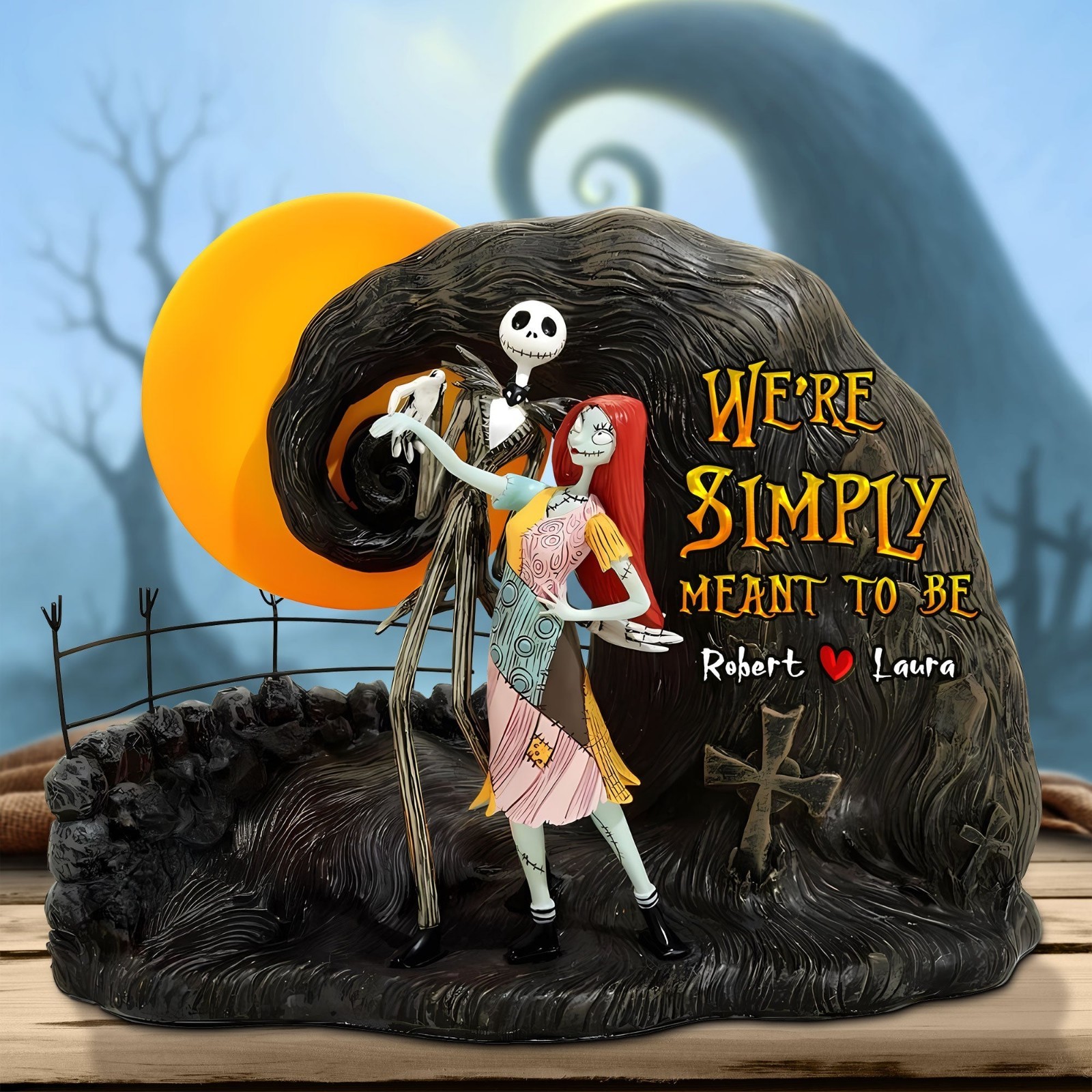 Personalized Jack Sally Nightmares Couple Acrylic Plaque Wooden Block Decor Gift
