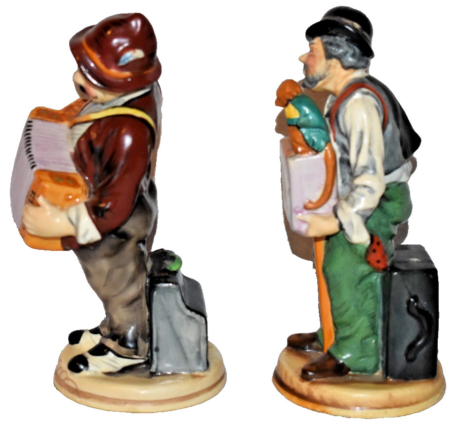 Tashiro Shoten Occupied Japan Figures Organ Grinder With Monkey Accordian Player