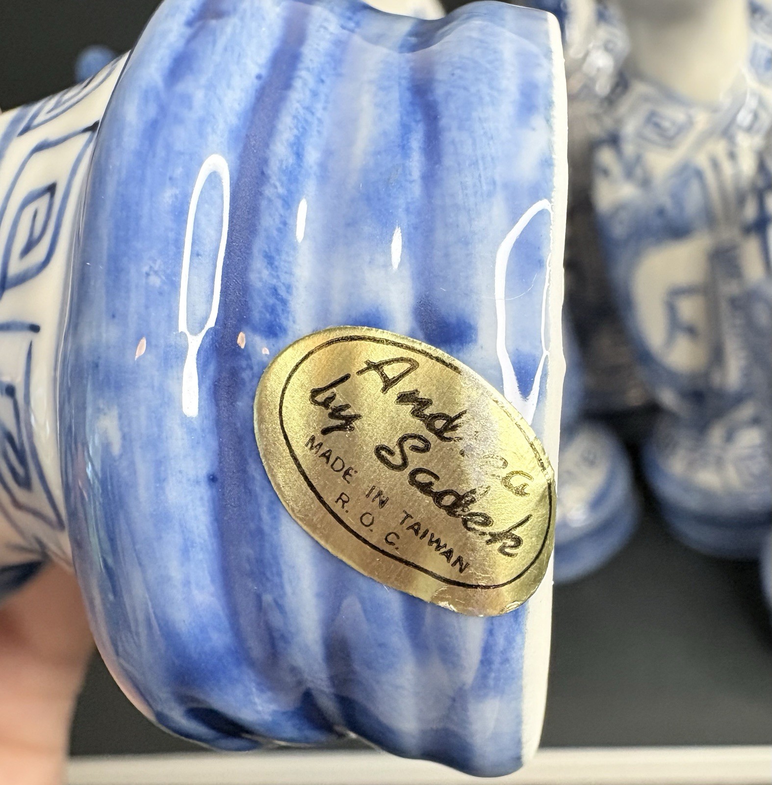 Vintage Porcelain Chinese Zodiac Statues By Andrea by Sadek Blue and White Set
