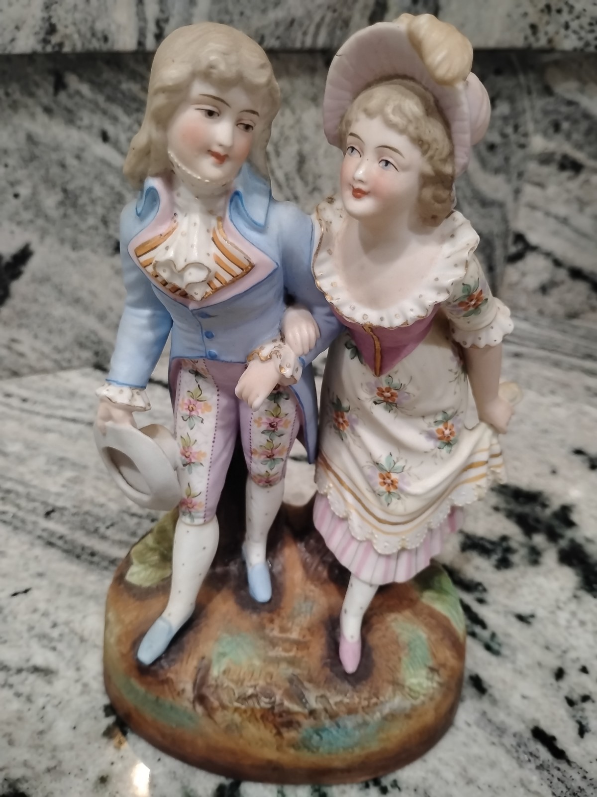 Antique Sitzendorf Thuringian Bisque Figurine Victorian Courting Couple c1884