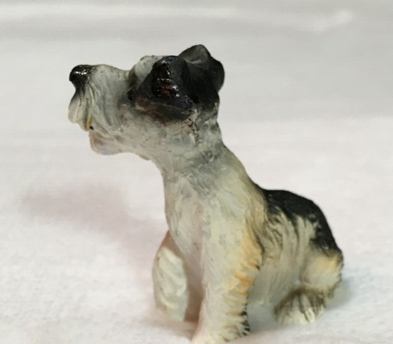 Vintage Sitting Schnauzer Dog Mini Resin Figurine 1.25 x 1.75″ Tall