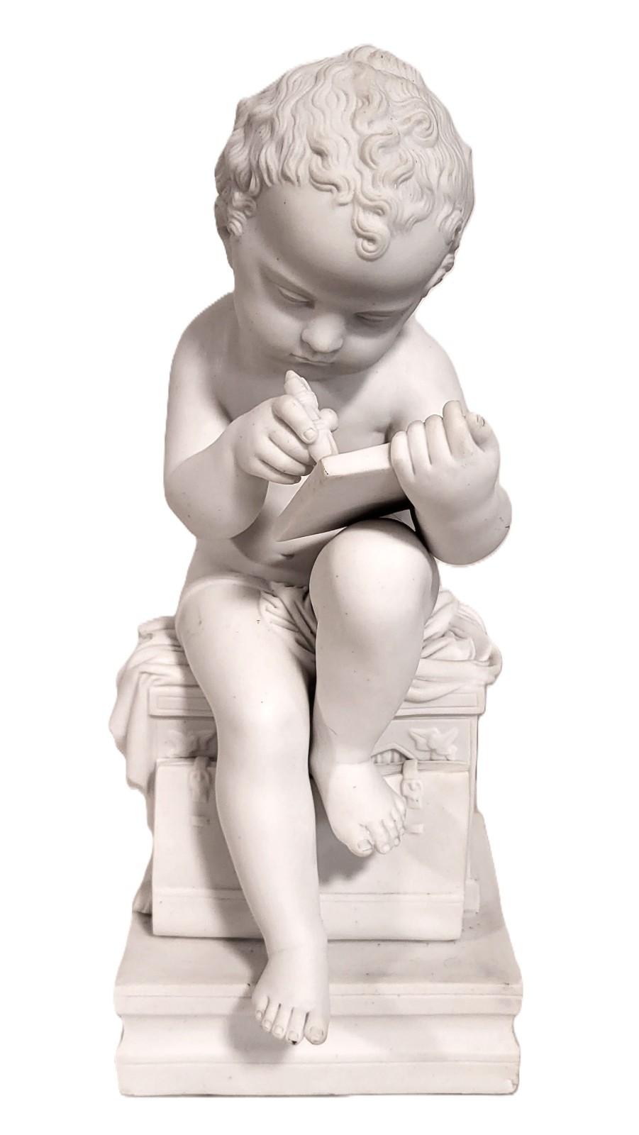 PAIR Antique FRENCH White BISQUE Porcelain PUTTI Baby CHERUBS Sculpture FIGURES