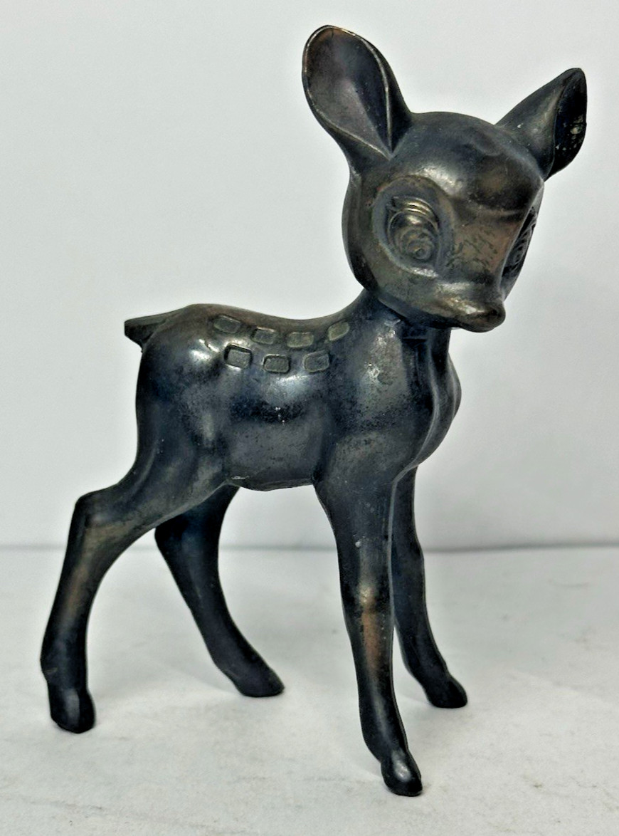 Vintage Disney Bambi Figurine Metal Bronze Bobble Head Deer Fawn Japan 3.5″