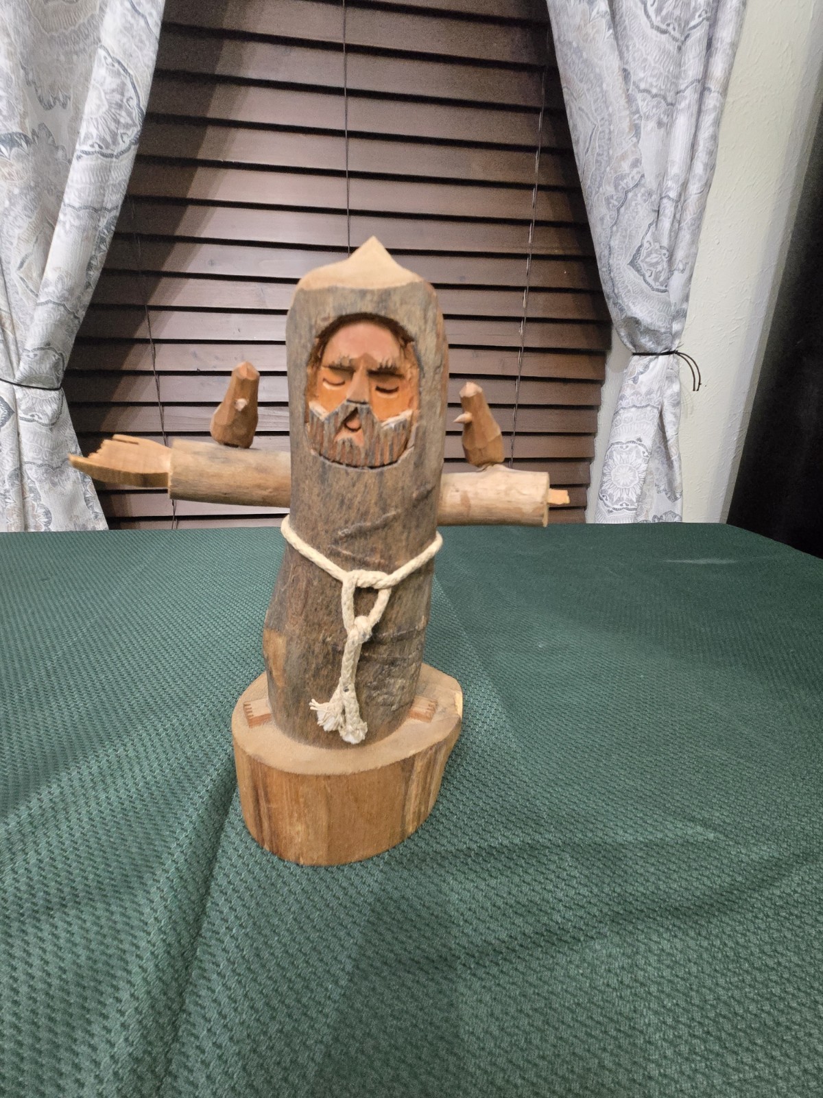 St. Francis Wood Sculpture Ben Ortega Signed Folk Art Hand Made