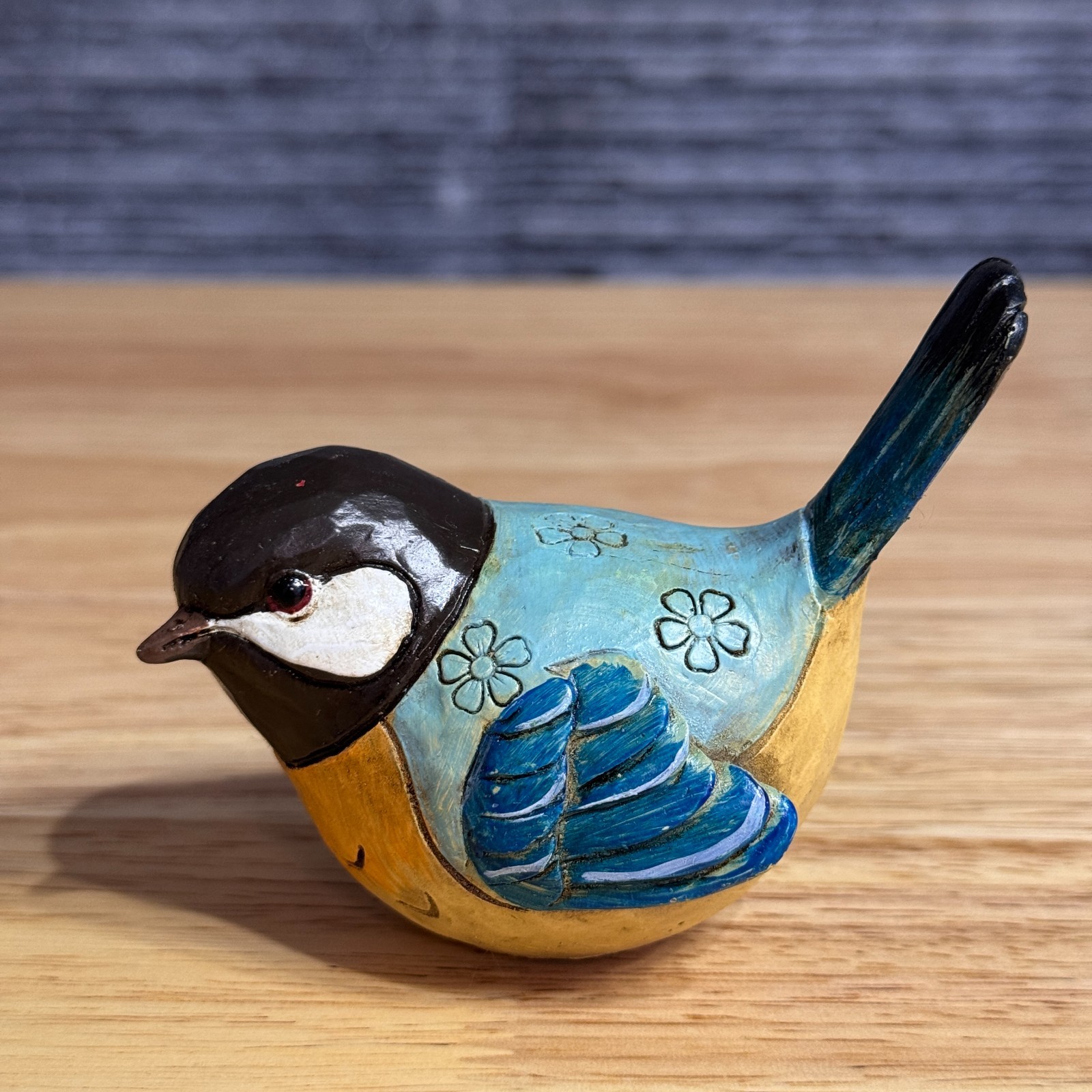 Blue Hand Painted Italian Sparrow Figurine Spring Garden Decor Bird 3.5” Gift