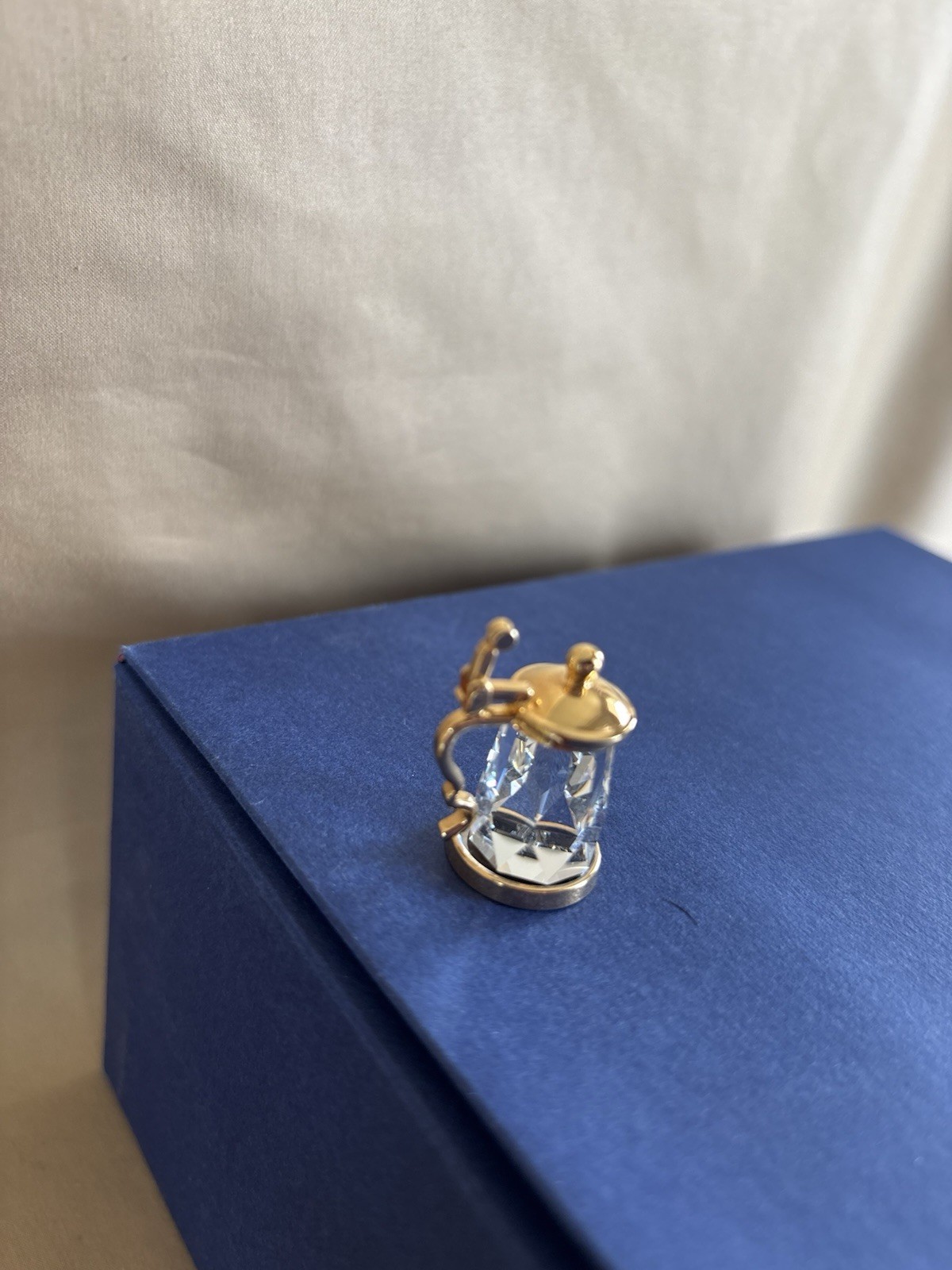 Swarovski Crystal Memories Mini BEER STEIN Mug Gold Plated Hinged Lid Handle