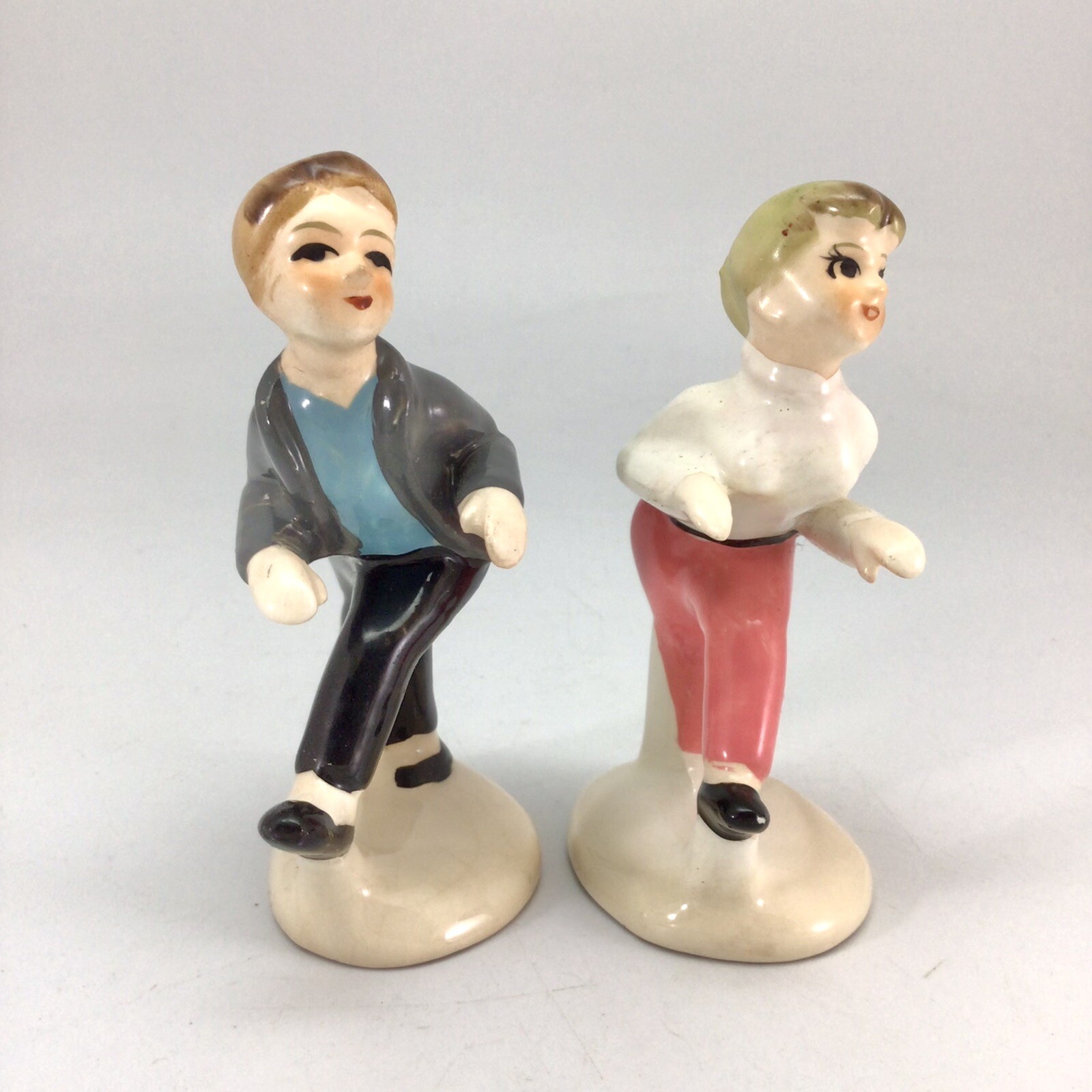 Vintage Sock Hop Dance Figurines J. L. Co. Teens Dancing 4″ Teenagers Japan