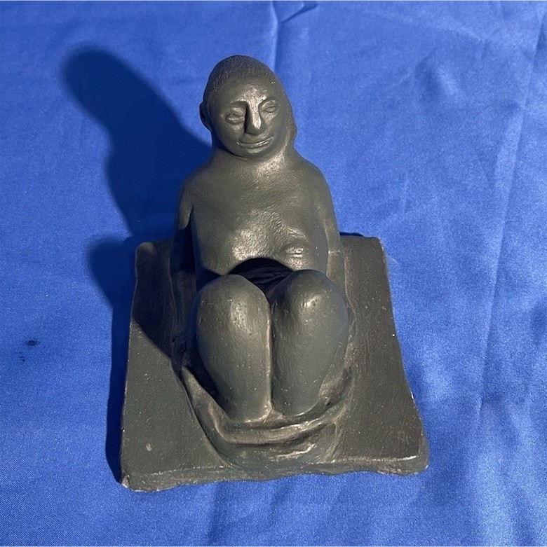 Selma Burke Green Stone Seated Figure Art Figurine Sculpture Collectible
