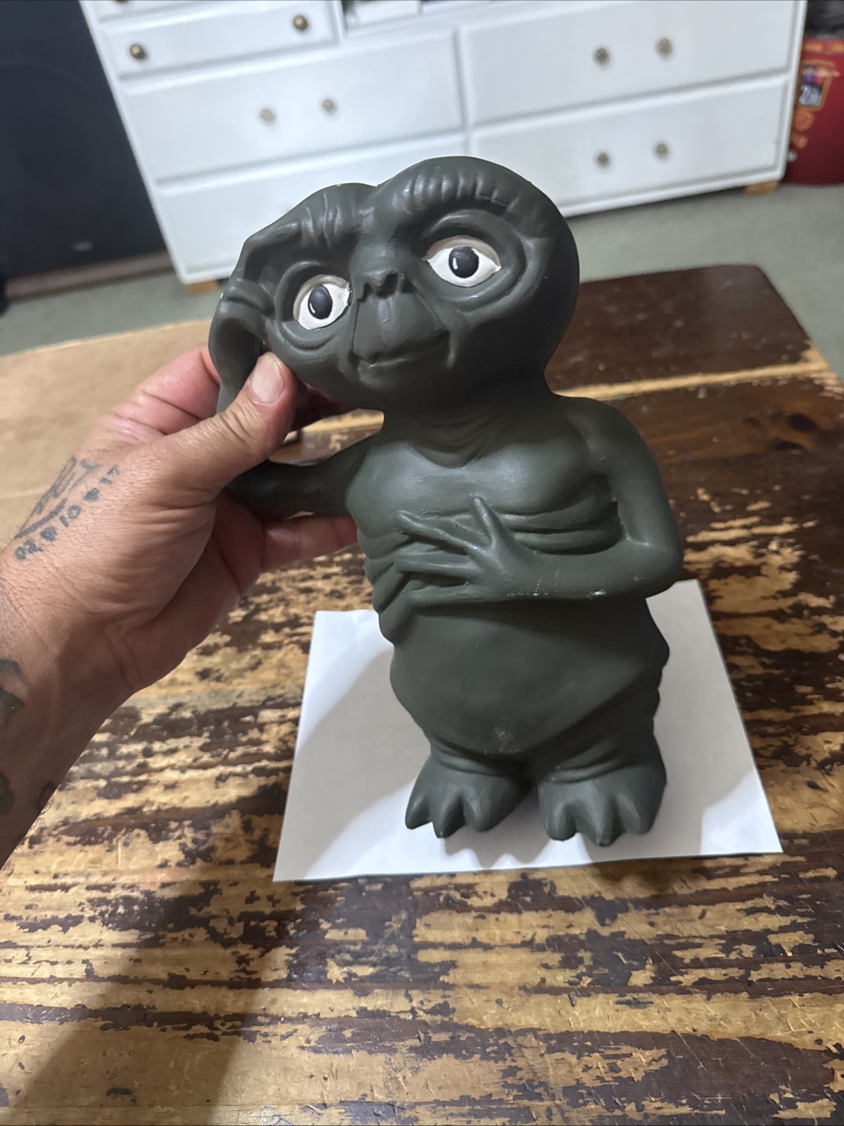 1980s Rare Vintage Ceramic 9.5” ET Figure Statue Extra Terrestrial Phone Home