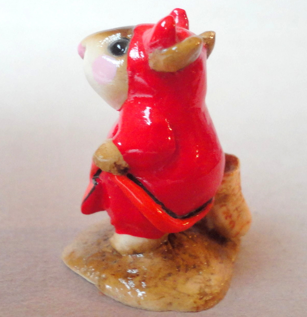Wee Forest Folk Mouse Figurine 1.25in Little Devil 1981 Red Halloween Costume