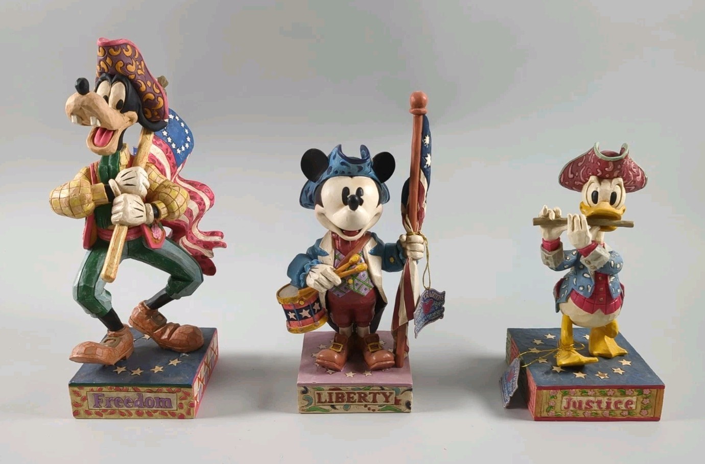 Jim Shore Disney Patriotic 3pc Lot Mickey,Goofy,Donald Justice Freedom Liberty