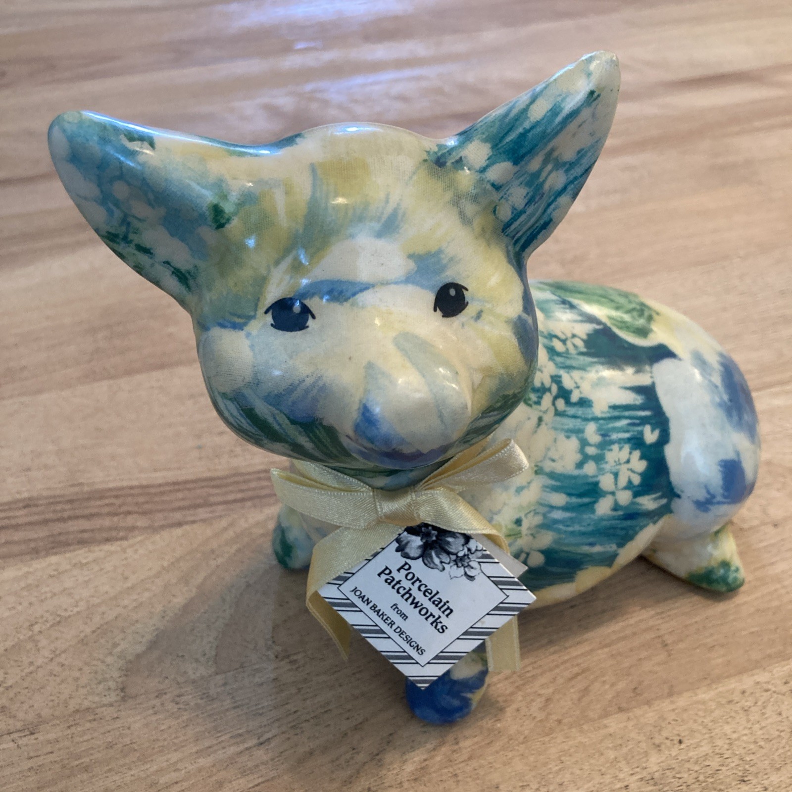 Vintage Porcelain Floral Patchworks Pig Joan Baker Designs Multicolor NWT
