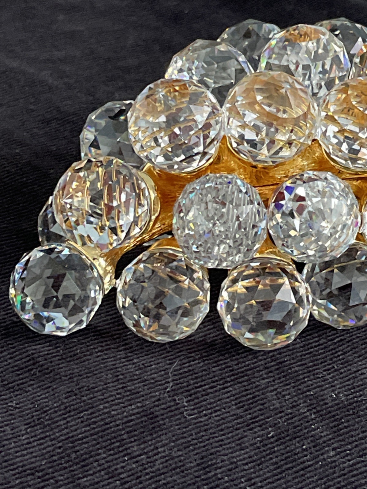 Swarovski Swan Logo Signed Crystal and Gold 29 Grapes Cluster Sparkling Fruit