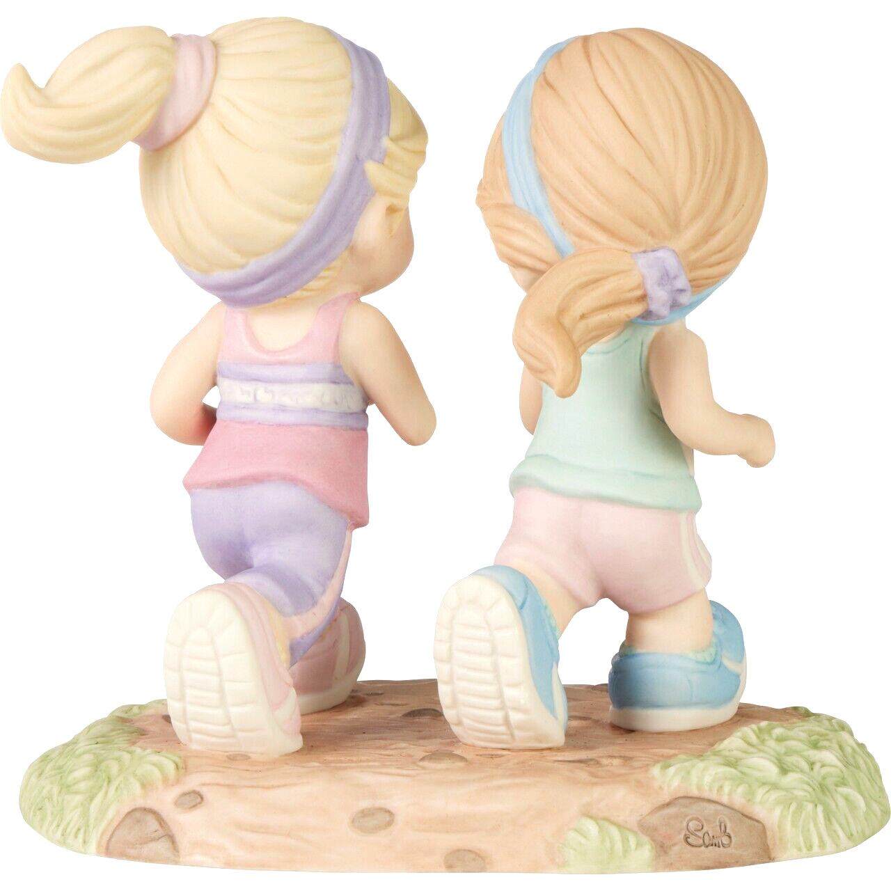 ⌘ New PRECIOUS MOMENTS Figurine MARATHON RUNNING JOGGING Best Friends Sisters