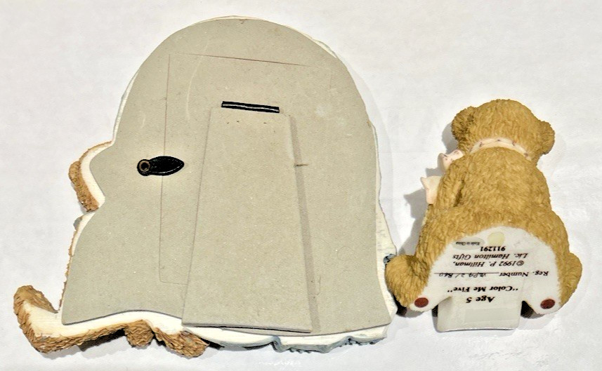 Teddy Bear Figurine Set w/ Picture Frame “I Am 5” Nursery Decor Gift