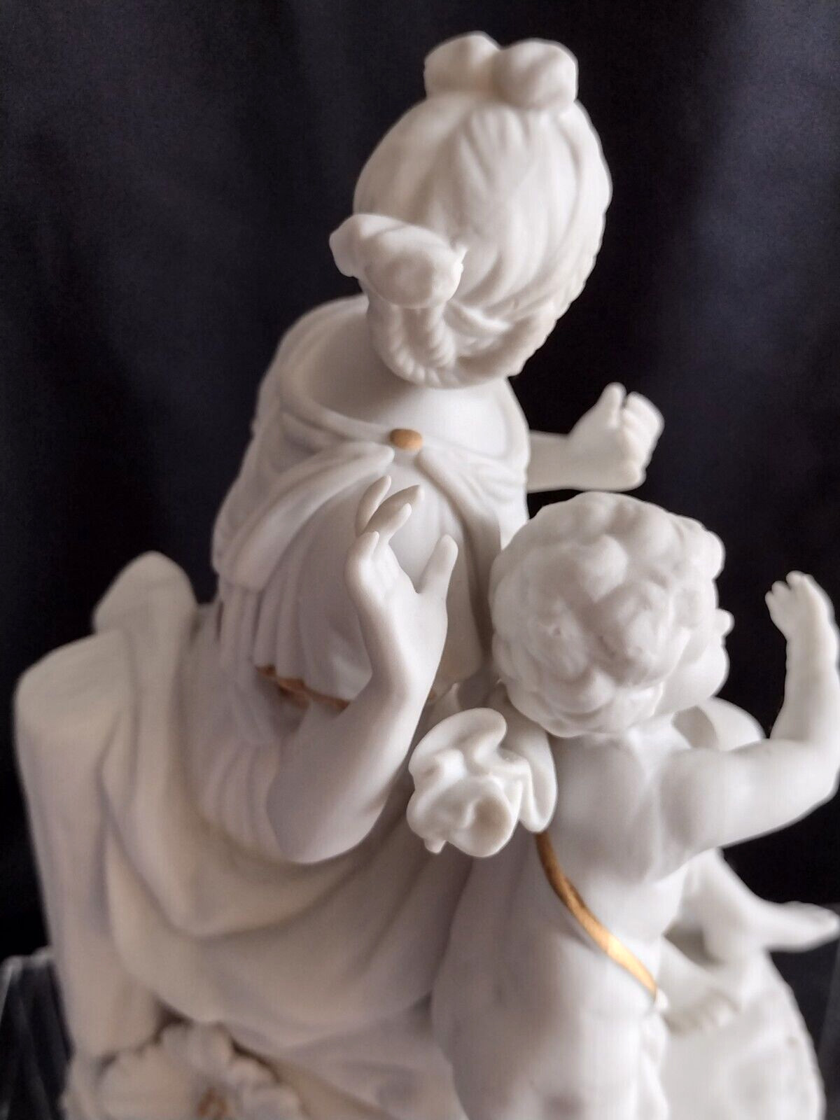 Rare Vtg Parian Mother Woman Child Flowers 8″ Bisque Ceramic Art Andrea by Sadek