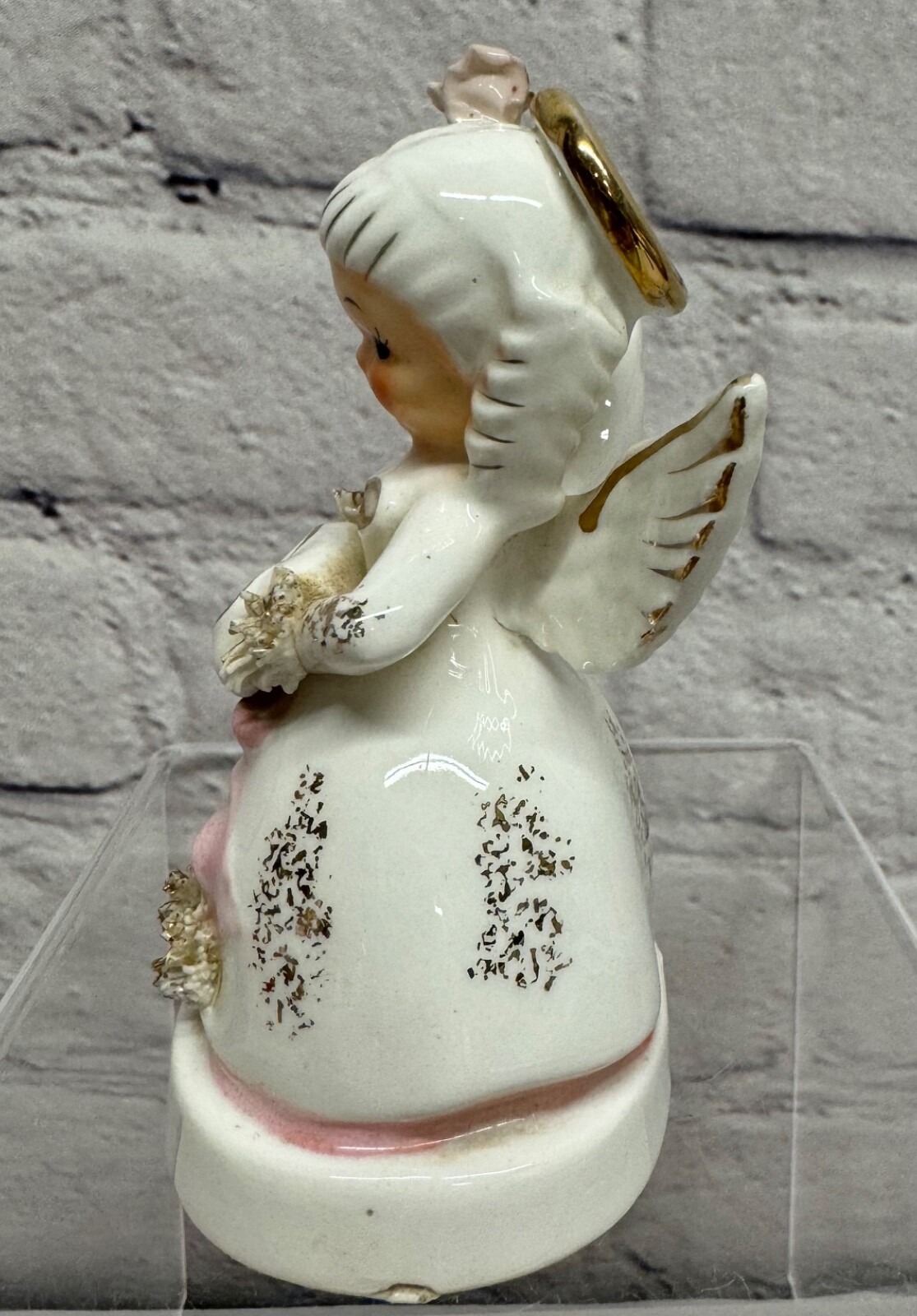Napco June Birthday Angel Spaghetti Trim Figurine #A1366 Wedding Rings Eternity