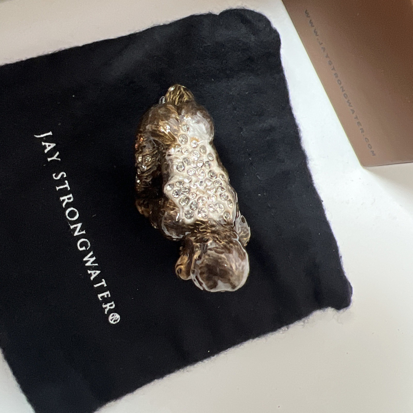 Jay Strongwater Miniature baby Gorilla New With Box And Pouch Silverback