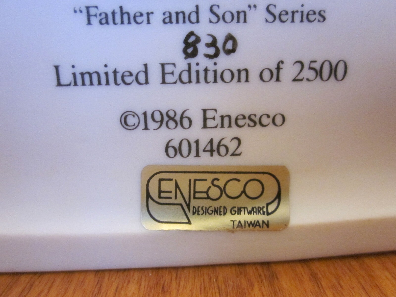 ENESCO 1986 Father & Son Series “Horsey Ride” Figurine Original Box, COA ID Card
