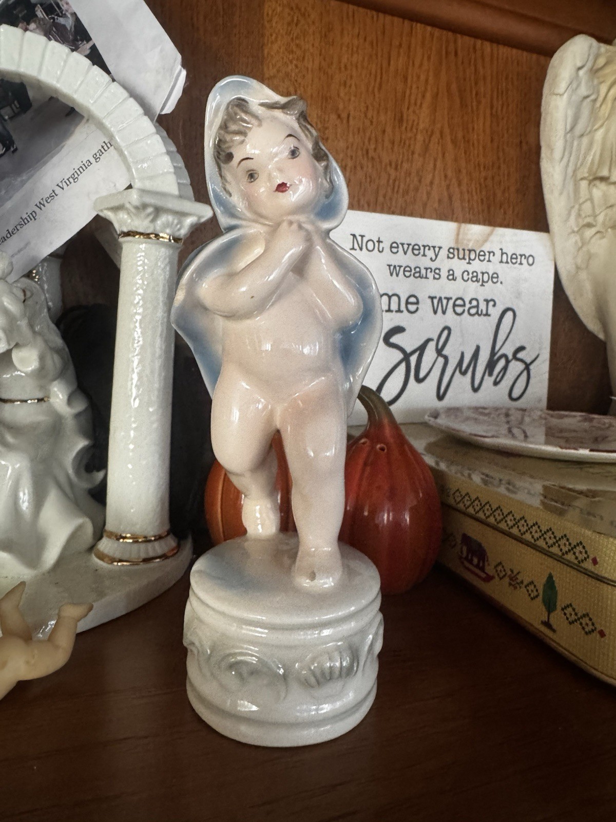Augarten Porcelain Putto Child Figurine Vienna Austria Hand Painted Porcelain