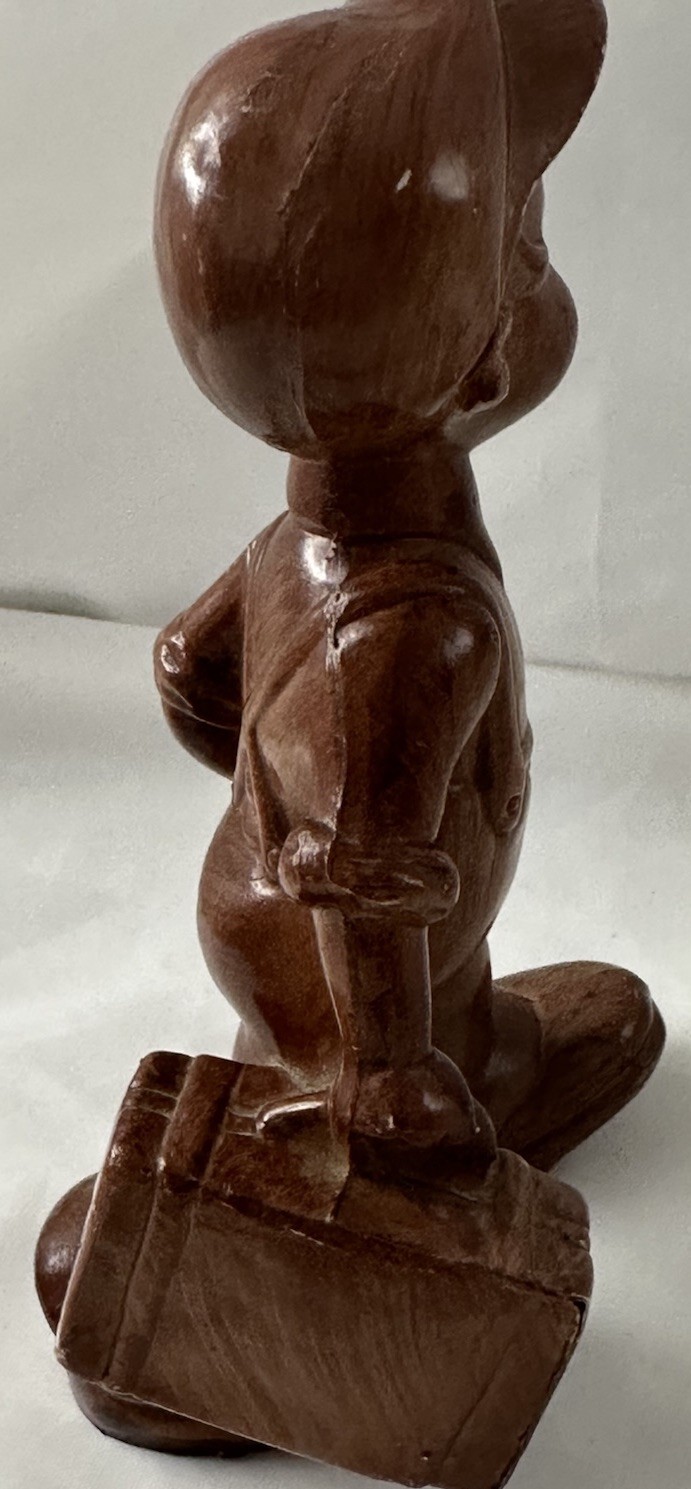 Boy With Suitcase Italy Faux Wood Figurine Dutch or Italian Vintage