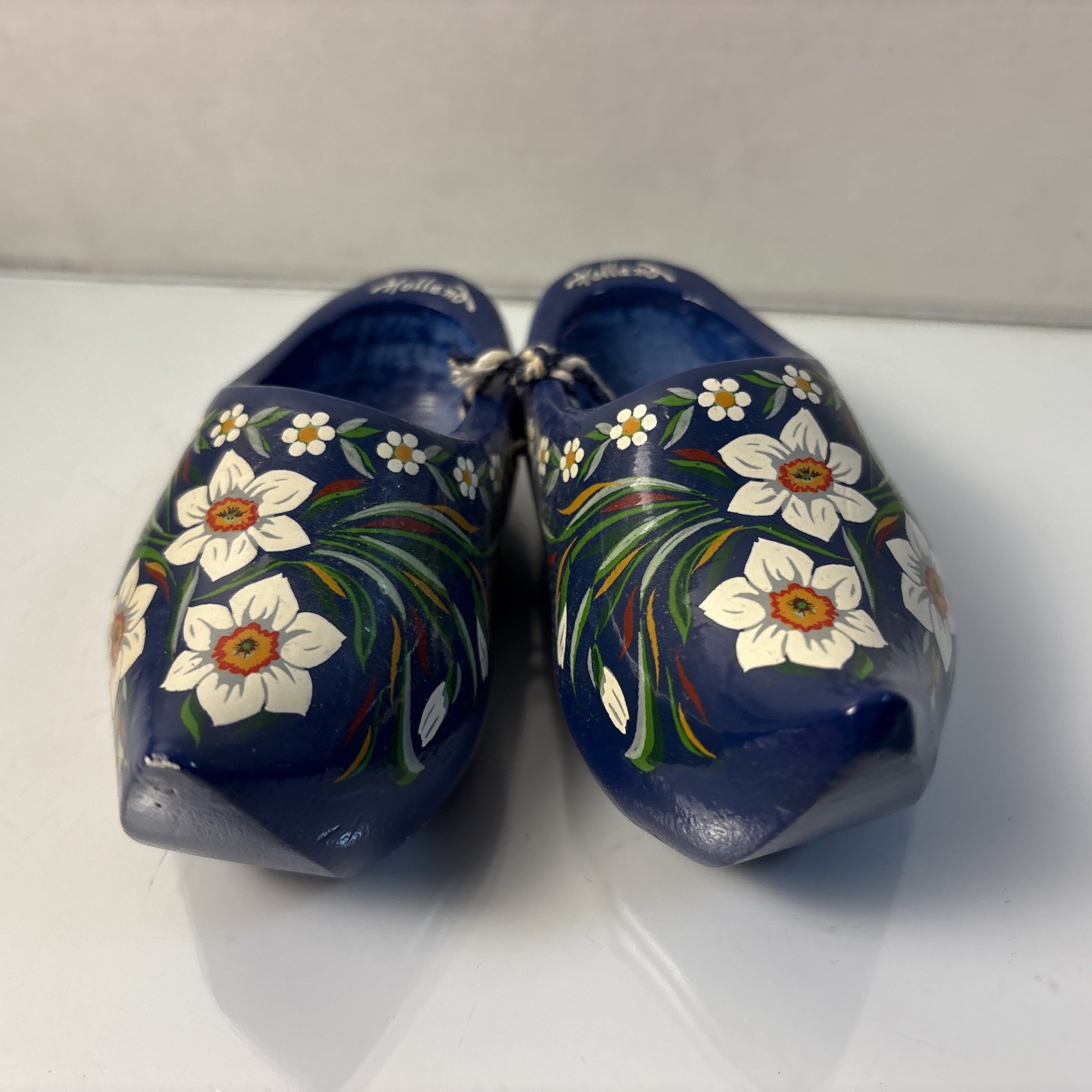 Holland Wooden Shoes Miniature Blue Floral Decor 4x4x1.75 Clomps