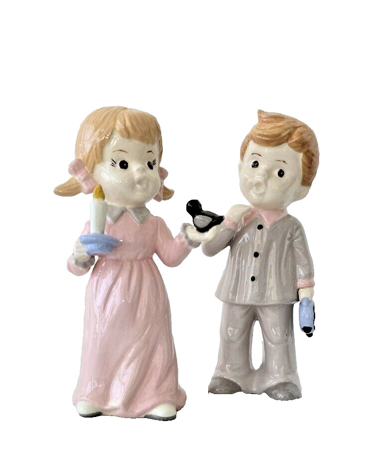 Norleans Style Porcelain 6″ Figurines Japan Boy Girl Bedtime Vintage Decor