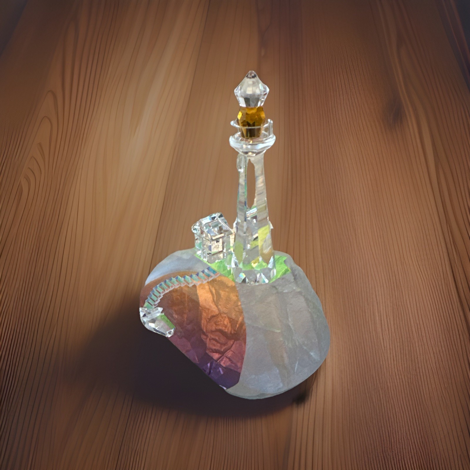 Crystal World 1988 Small lighthouse with boat. Original MSRP $150
