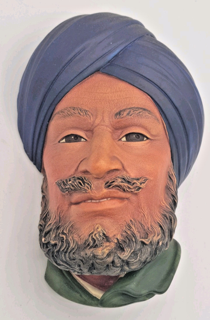 Bossons SIKH Chalkware 3D Head Wall Bust Congleton England Vintage 1966