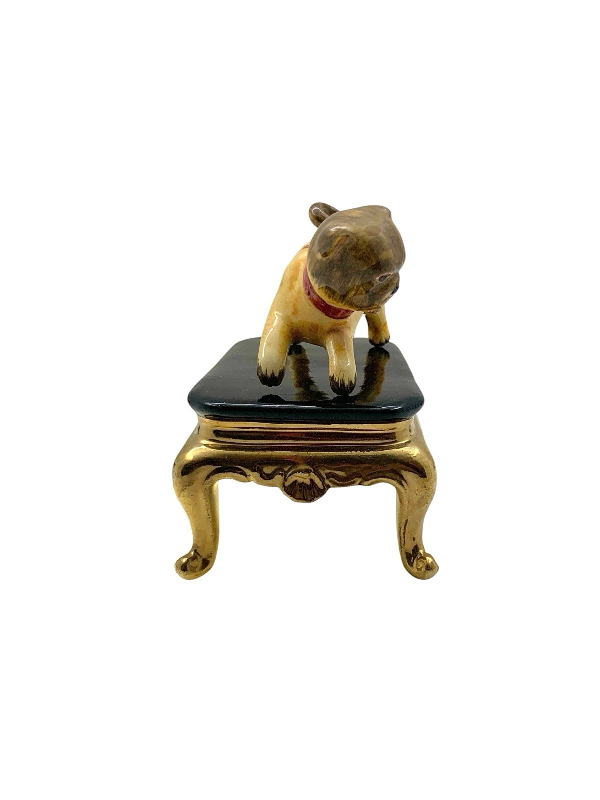 Dog Figurine Mini Pug on Stand Porcelain Italian Vintage Adorable Gift Decor