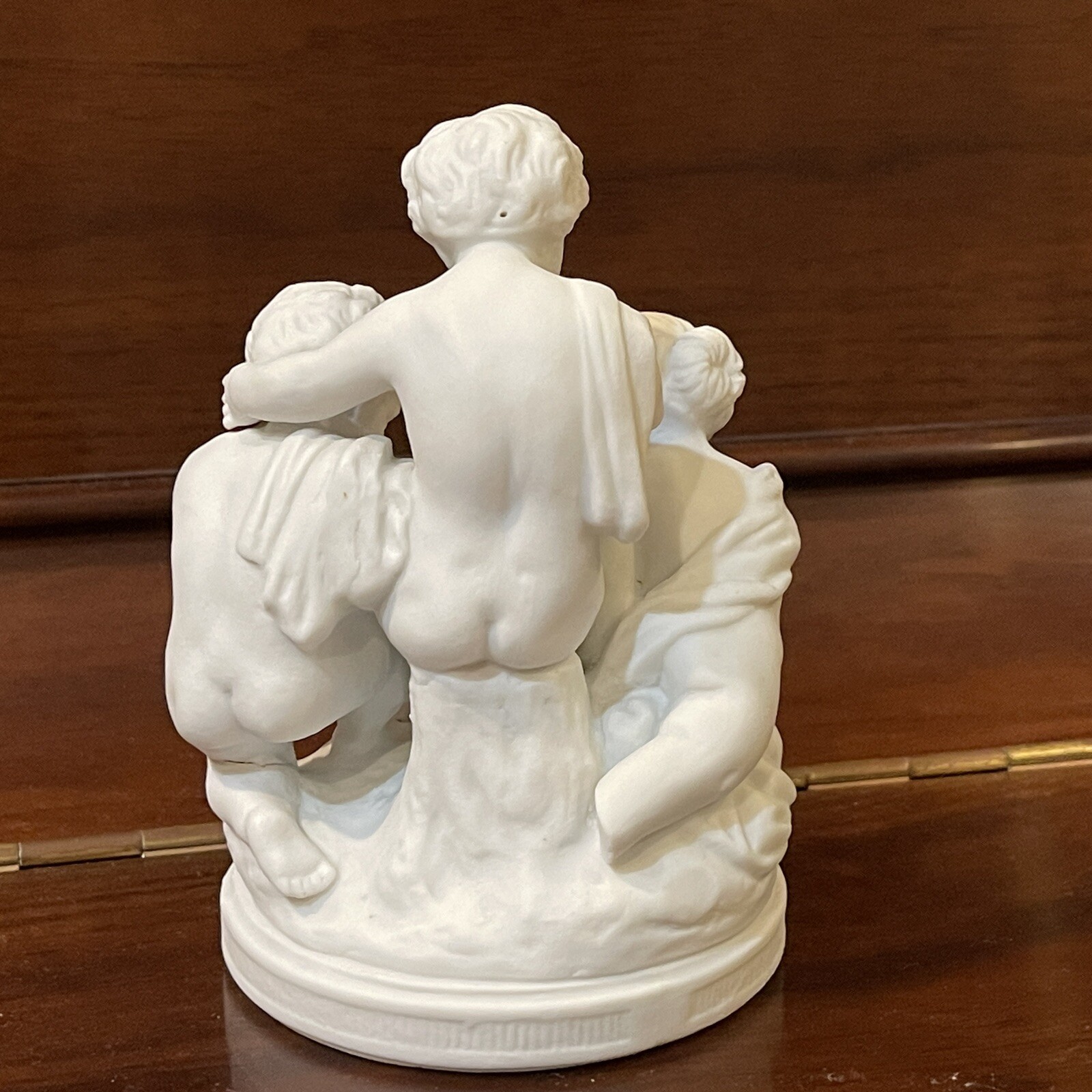 SEVRES Antique Original Signed Porcelain Bisque Figurine children putti stick