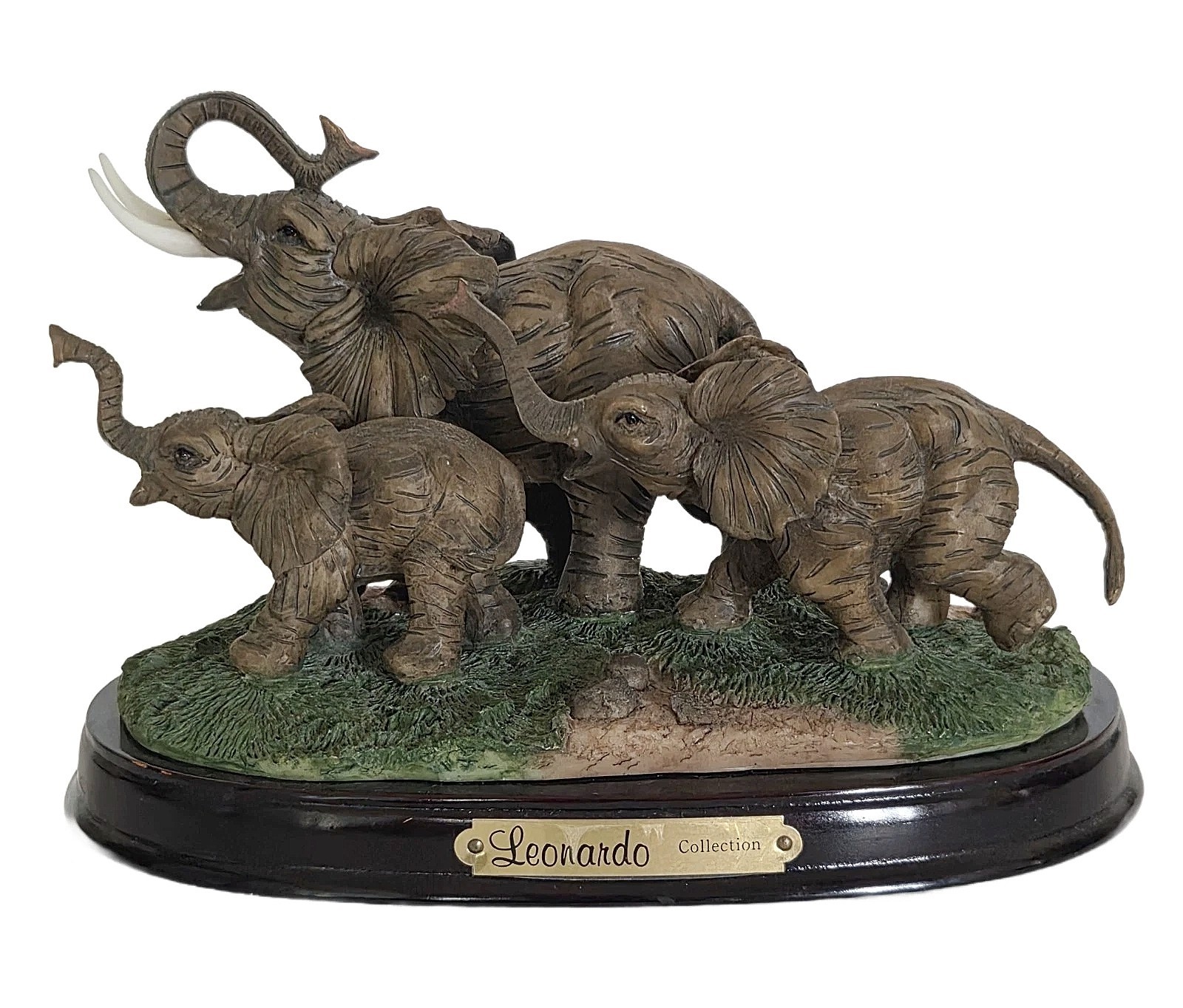 Vintage Leonardo Collection Mother Elephant And Two Baby Calves Figurine 8.5 in